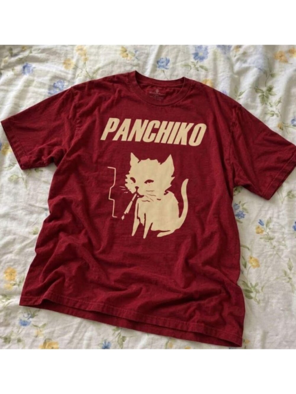 Maroon Panchiko Band Smoking Cat Graphic Tee